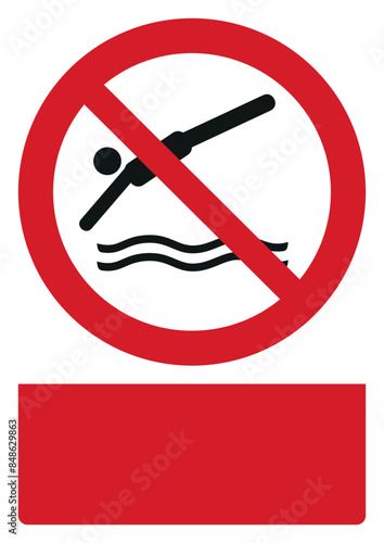 iso prohibition safety signs v2 no diving your custom message here portrait size a4/a3/a2/a1	
