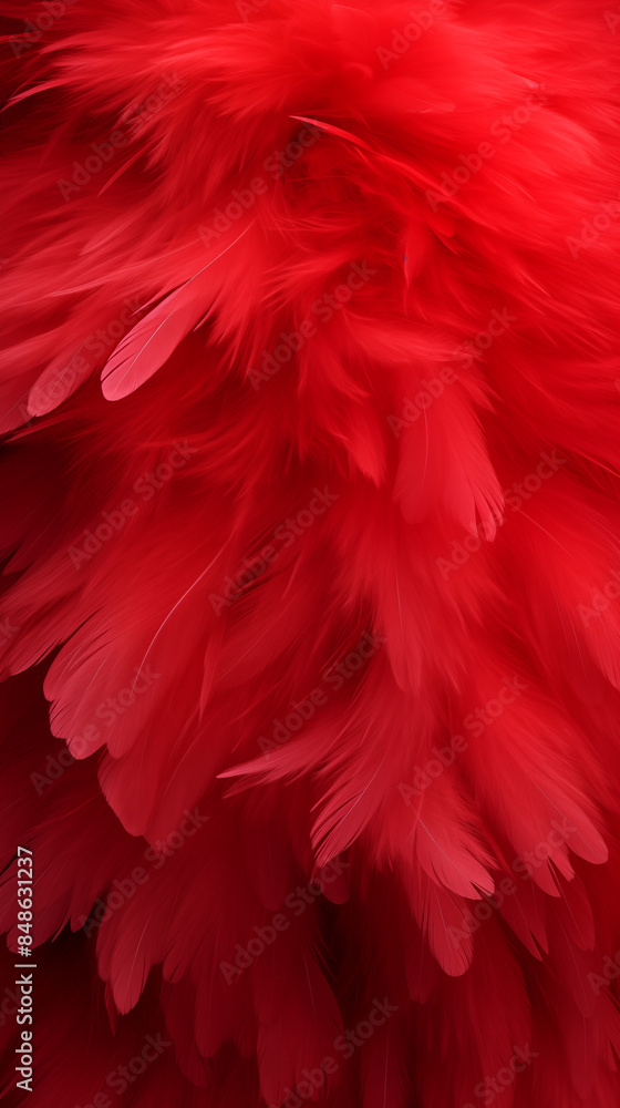 Fototapeta premium Pattern Background Abstract Image, Red Bird Feathers, Texture, Wallpaper, Background, Cell Phone Cover and Screen, Smartphone, Computer, Laptop, Format 9:16 and 16:9 - PNG