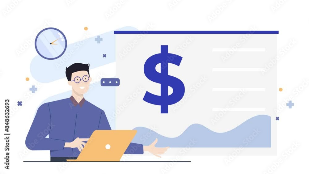 a man presenting target and report business animated illustration video a man presenting target and report business animated illustration video