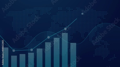 chart and graphic animated illustration with dots world map photo