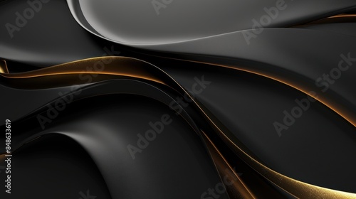Elegant Abstract Black and Gold Wave Background with Smooth Curves and Luxurious Design Elements for Modern and Sophisticated Visuals