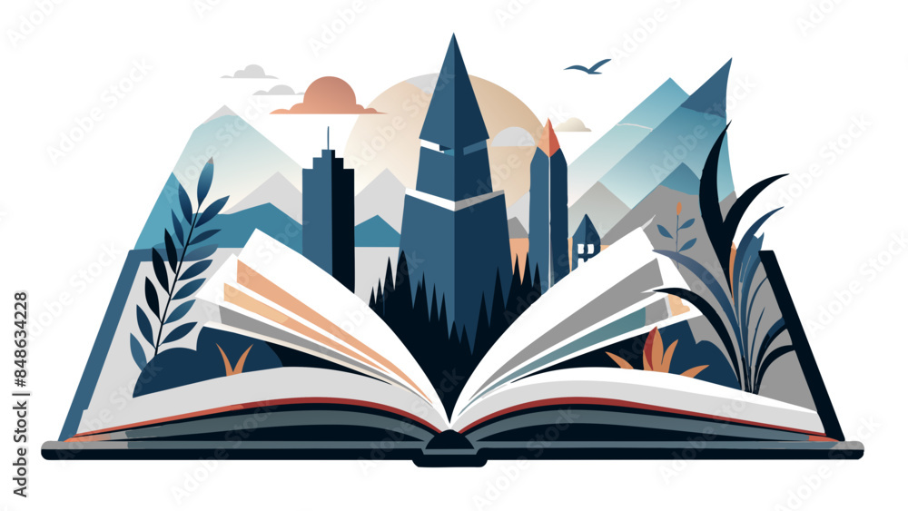 Fototapeta premium Open book symbol against a dark backdrop. An open book icon is displayed on a dark surface. Symbolic representation of an open book on a dark background.