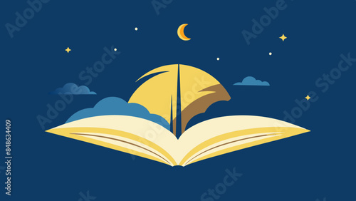 An open book icon on a dark background represents knowledge and learning. Icon of an open book on a dark background.