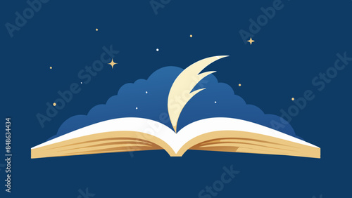 An open book icon on a dark background represents knowledge and learning. Icon of an open book on a dark background.