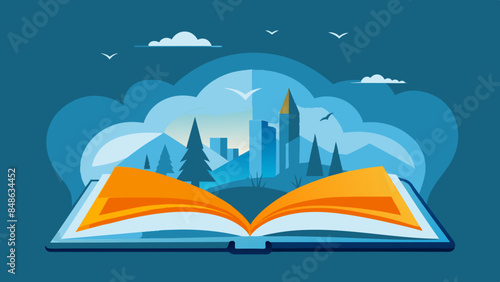 An open book icon on a dark background represents knowledge and learning. Icon of an open book on a dark background.