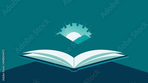 An open book icon on a dark background represents knowledge and learning. Icon of an open book on a dark background.