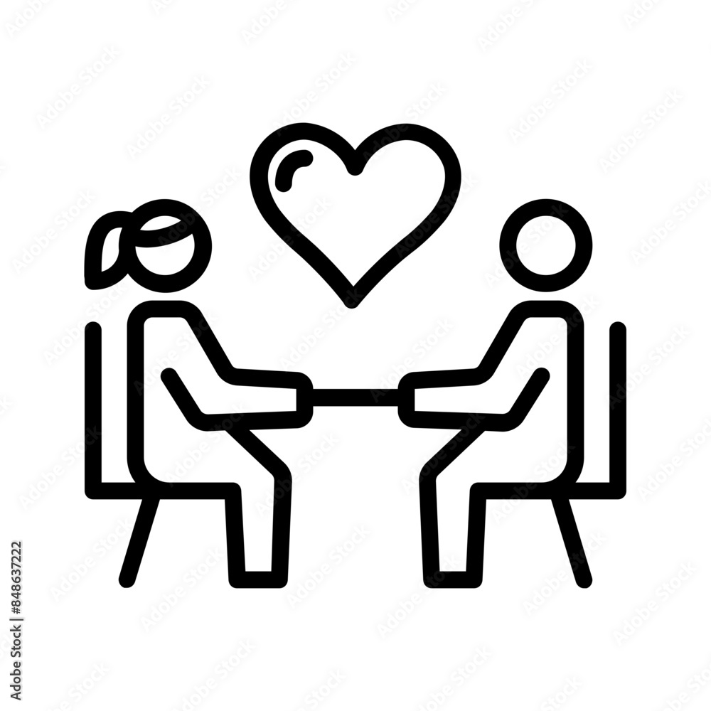 Vector black line icon for Romantic date Vector black line icon for Romantic date
