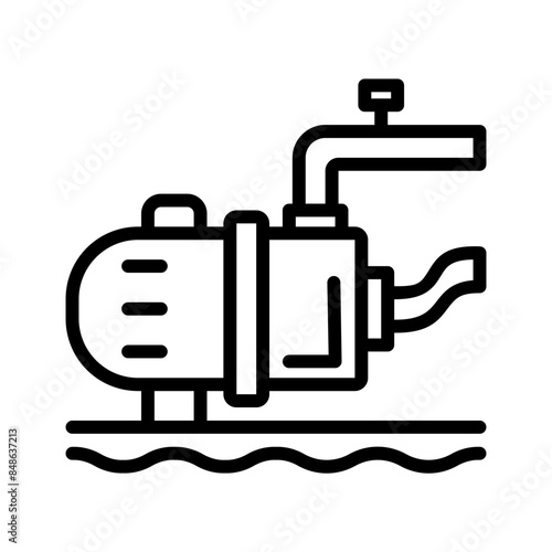 Vector black line icon for Pool pump