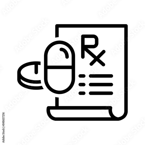 Vector black line icon for Prescribed medicines
