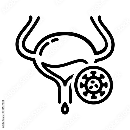 Vector black line icon for Urinary infection