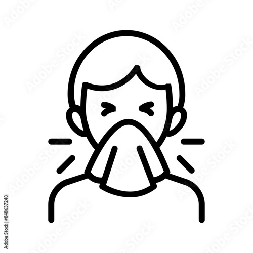 Vector black line icon for Common cold