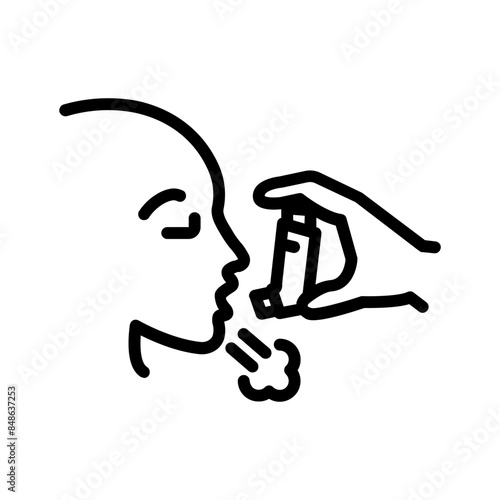 Vector black line icon for Asthma