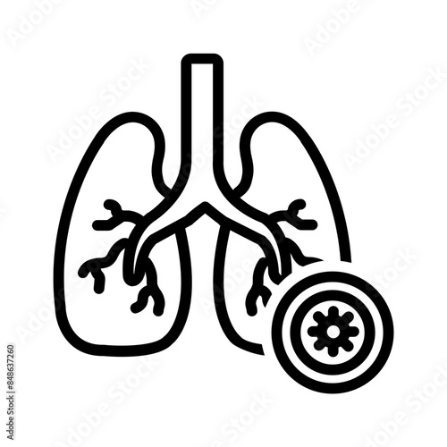 Vector black line icon for Bronchitis