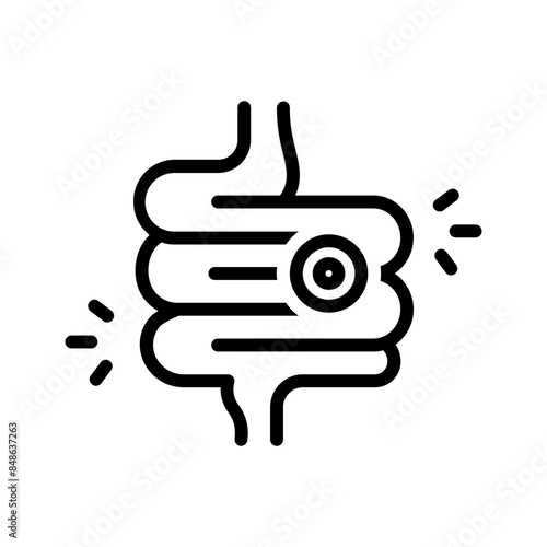 Vector black line icon for Intestine sickness