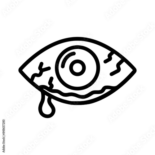 Vector black line icon for Pink eye