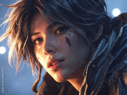 Dramatic Portrait of a Post Apocalyptic Queen Warrior, AI Generative