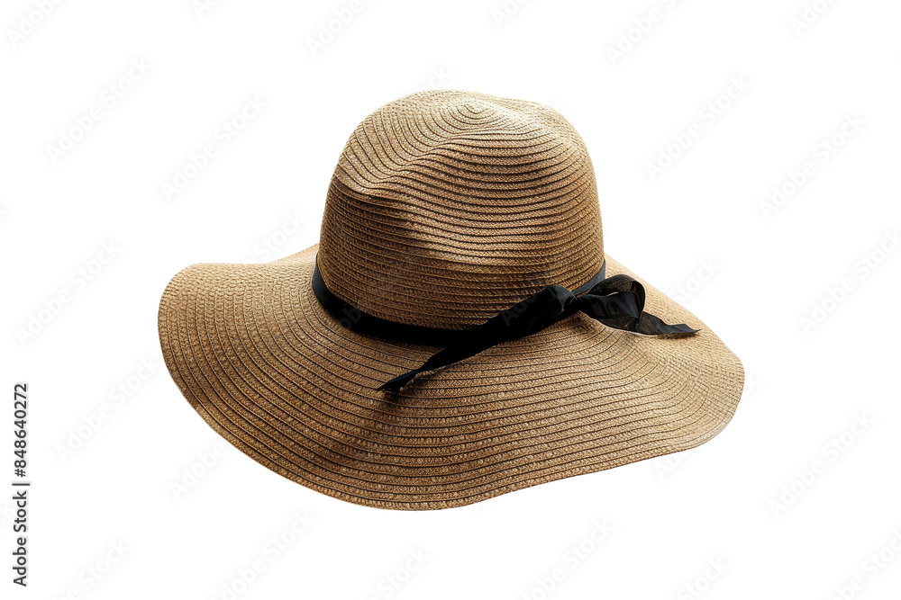 Brown Straw Hat with Black Ribbon Brown Straw Hat with Black Ribbon