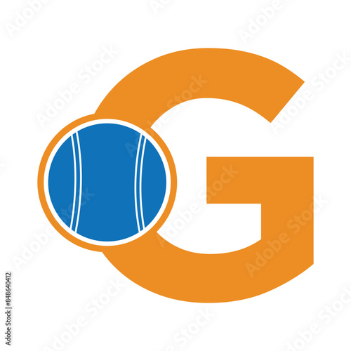 cricket ball Logo combine with letter G vector template