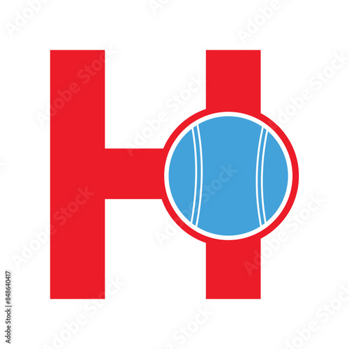 cricket ball Logo combine with letter H vector template