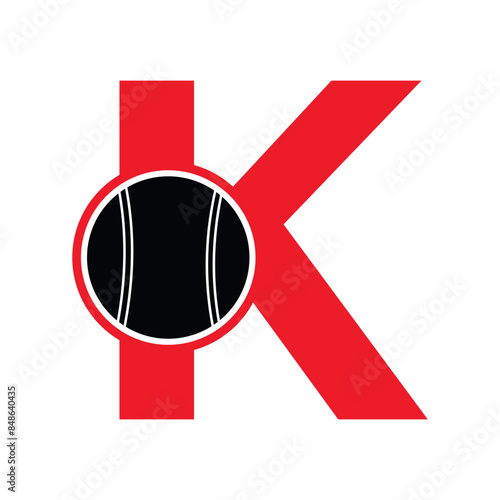 cricket ball Logo combine with letter K vector template