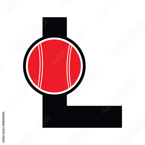 cricket ball Logo combine with letter L vector template
