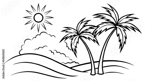 Palm trees and waves, capture the essence of a dream vacation. palm trees and waves, hinting at serene beach holidays.