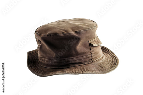 Brown Canvas Bucket Hat isolated on white background