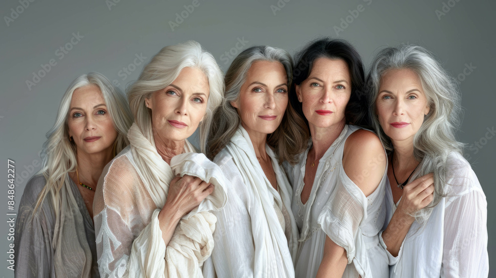 Middle-aged women embrace natural beauty, AI generative. Middle-aged women embrace natural beauty, AI generative.