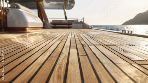 Wooden deck made of teak photo