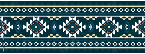 Southwest Aztec geometric Native American Mexican Navajo tribal ethnic seamless pattern fabric colorful design vector for textile printing 