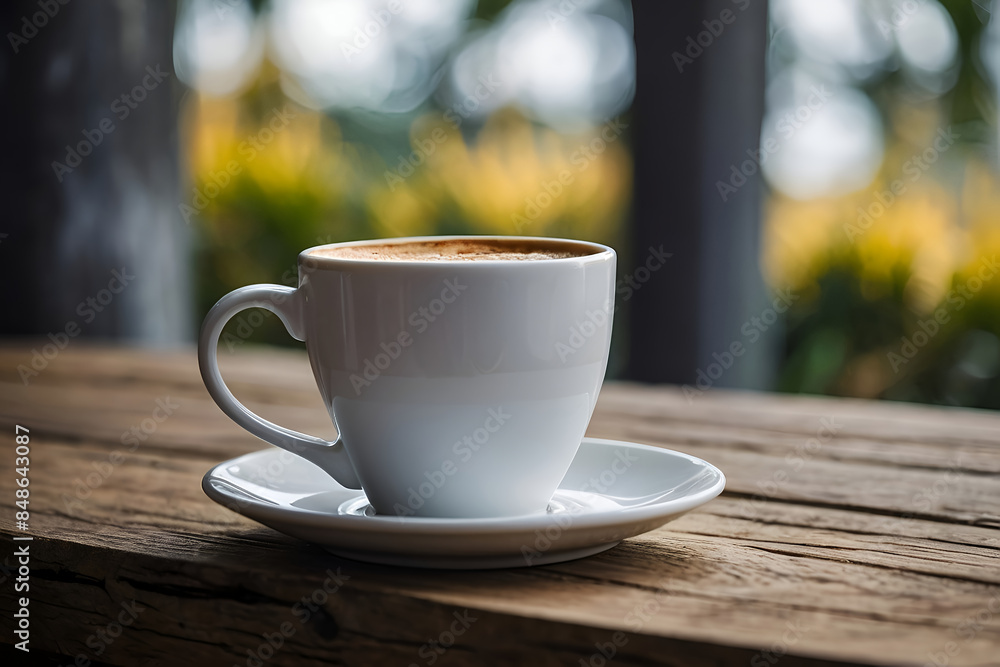 a white cup of coffee on a wooden table Cinematic Morning Brew A White Cup of Coffee in Outdoor a white cup of coffee on a wooden table Cinematic Morning Brew A White Cup of Coffee in Outdoor