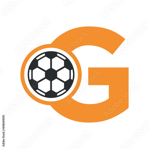Football Logo combine with letter G vector template