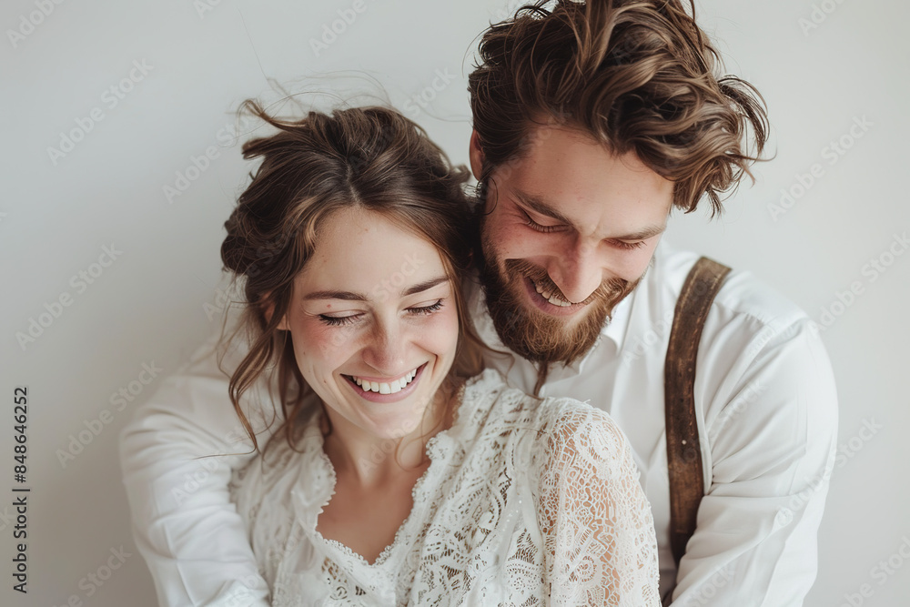 Happy White Caucasian Couple isolated on a White Background Smiling Embracing Love Romantic Joyful Cheerful Portrait Studio Photography Relationship Togetherness Happy White Caucasian Couple isolated on a White Background Smiling Embracing Love Romantic Joyful Cheerful Portrait Studio Photography Relationship Togetherness