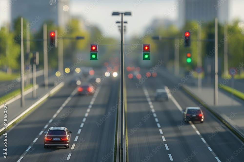 street with traffic light by generative ai street with traffic light by generative ai