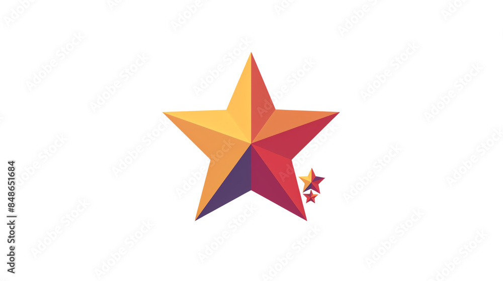 Obraz premium Polygonal star design in vibrant gradient colors, perfect for digital projects, graphic design, and modern illustrations. ,white, transparent, background 