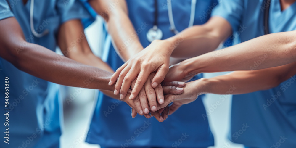 Medical team stacking hands against Medical team stacking hands against