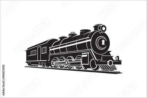 Old Steam locomotive vector.. vintage train vector illustration. silhouette of the old train. 