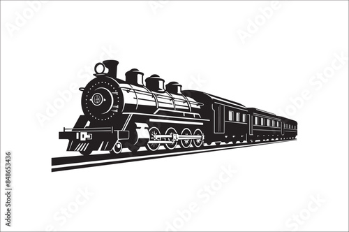 Old Steam locomotive . vintage steam  train vector illustration.