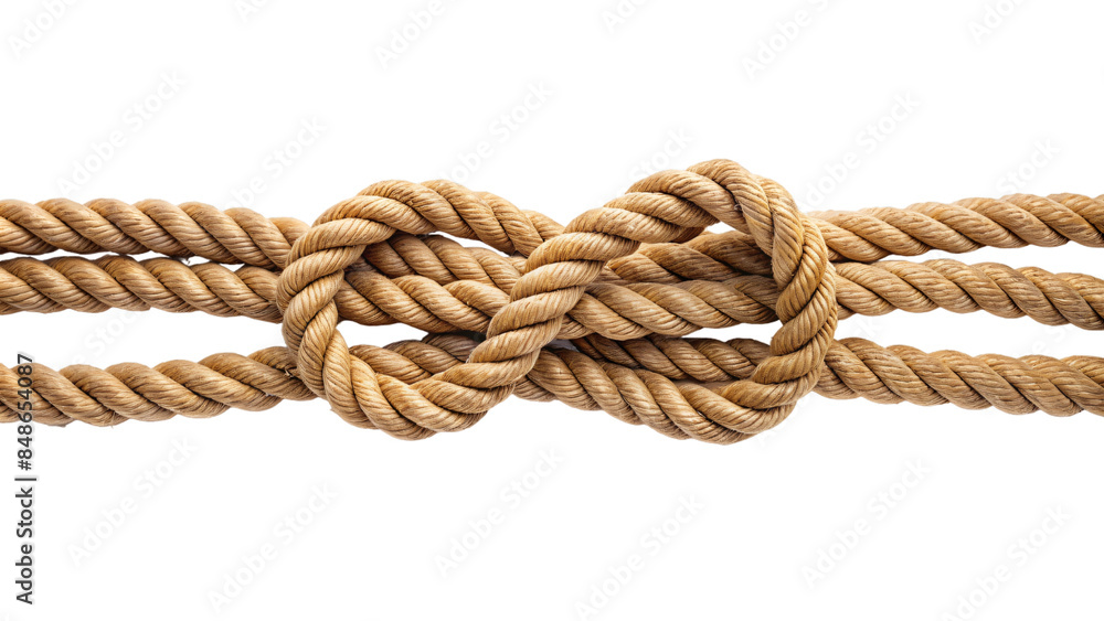 A close-up of a brown ropes on white background A close-up of a brown ropes on white background