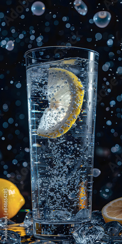 Limonada com Água Gaseificada e Fatia de Limão Fresco photo