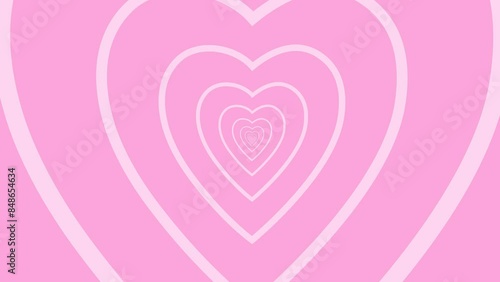 Pink Hypnotic heart shaped tunnel. Y2k trendy design wallpaper psychedelic 4k seamless looped animated background.