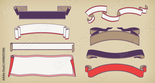 A horizontal title ribbon obi set with a Japanese retro design.
