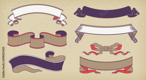 A horizontal title ribbon obi set with a Japanese retro design.