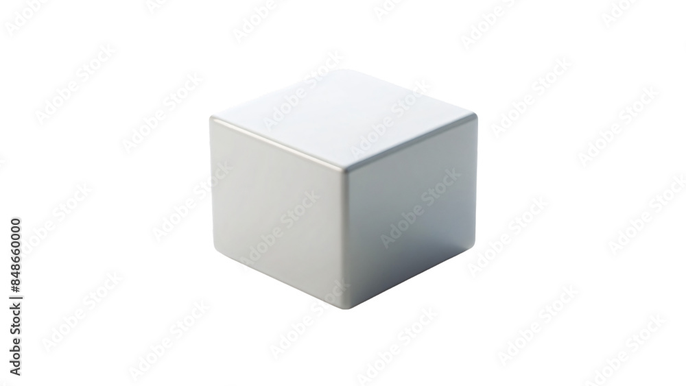A single white square box with a blank surface sits isolated on a white background A single white square box with a blank surface sits isolated on a white background