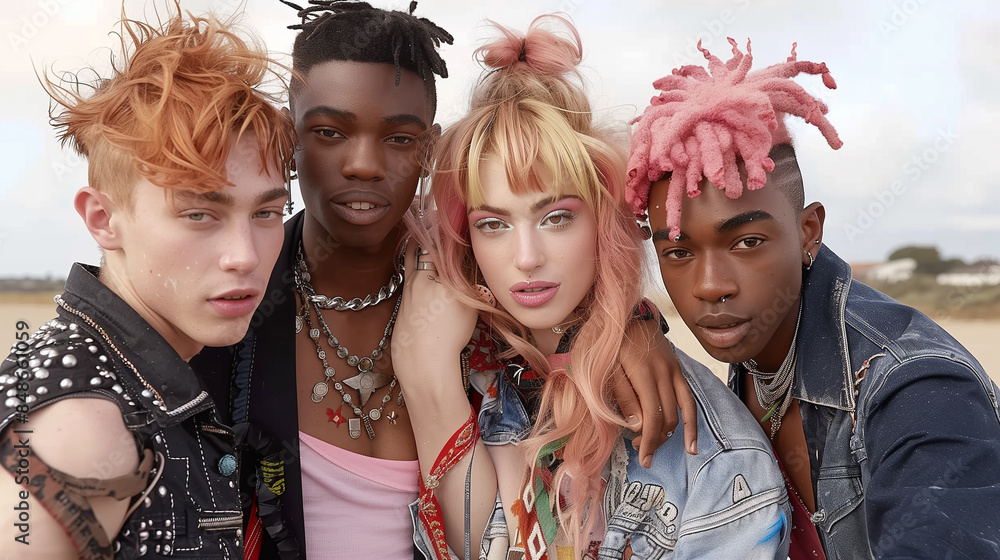 essence of Generation Z’s fashion sense and their tendency towards individualism and self-expression through unique styles. Youthful Rebellion. exhibit a bold fashion sense with vibrant hair colors a essence of Generation Z’s fashion sense and their tendency towards individualism and self-expression through unique styles. Youthful Rebellion. exhibit a bold fashion sense with vibrant hair colors a