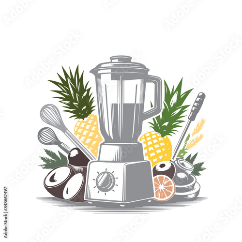 Illustration cup of blender vector icon. 