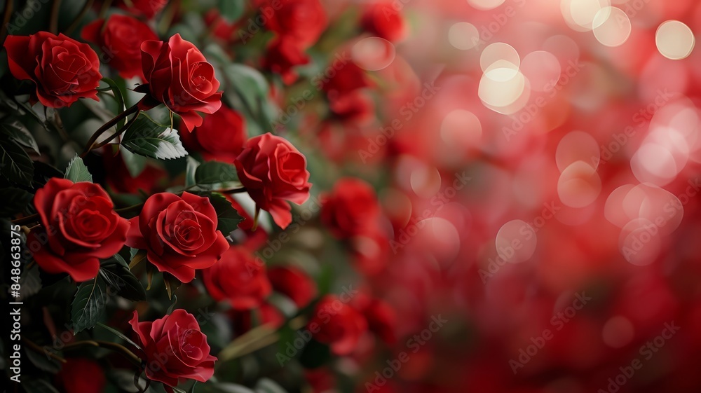 Red Roses in Bloom with a Soft Bokeh Background Red Roses in Bloom with a Soft Bokeh Background