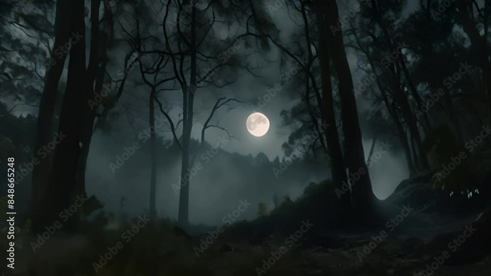 Full Moon In A Forest Generative AI Full Moon In A Forest Generative AI