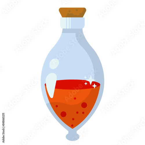 Magic Potion in Bottle Vector Illustration. with Cartoon Style.