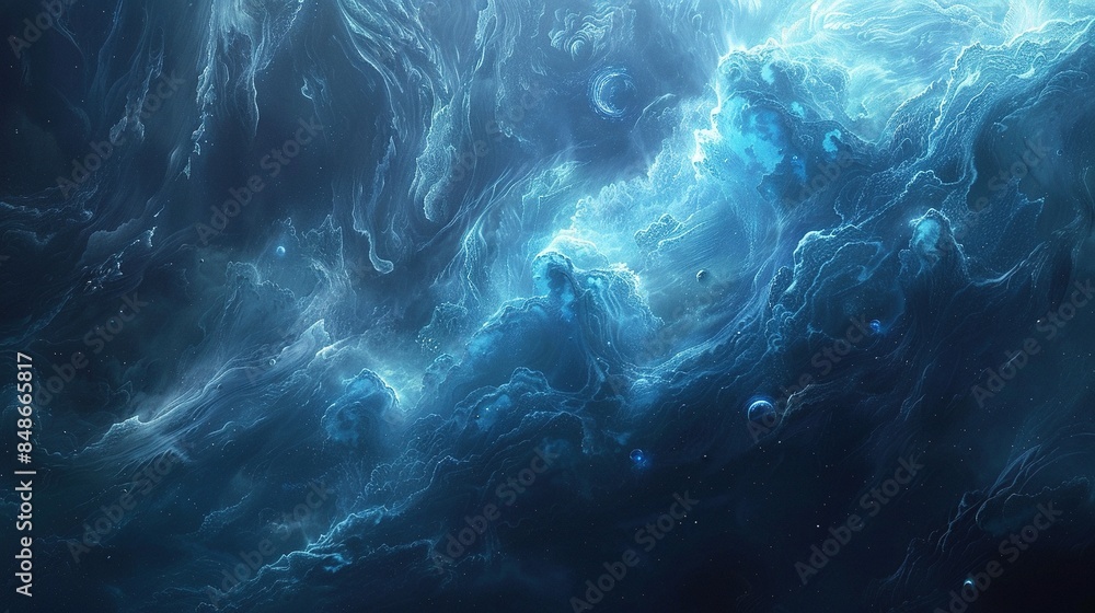 A blue sky with a lot of stars and a few planets A blue sky with a lot of stars and a few planets
